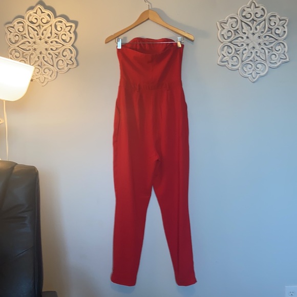 Red long romper w/pockets - Picture 2 of 2